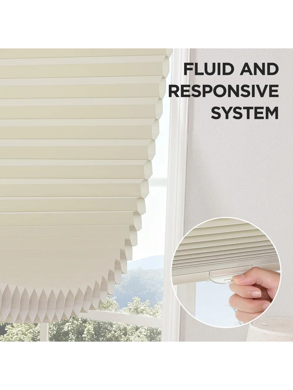 Joydeco No Drill Cordless Cellular Shades 36x64 Light Filtering Honeycomb Beige